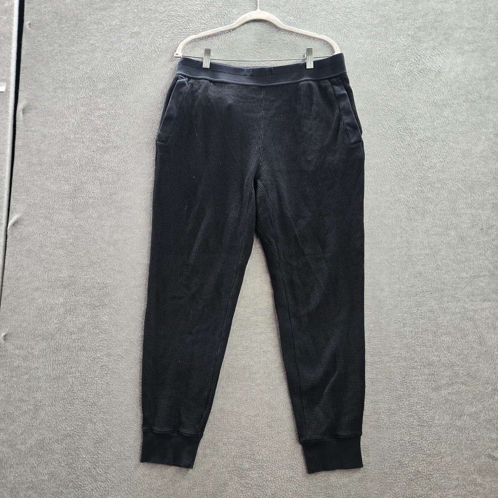Theory Men Activewear Pants Medium Black Jogger Waffle Knit 28 in Inseam READ